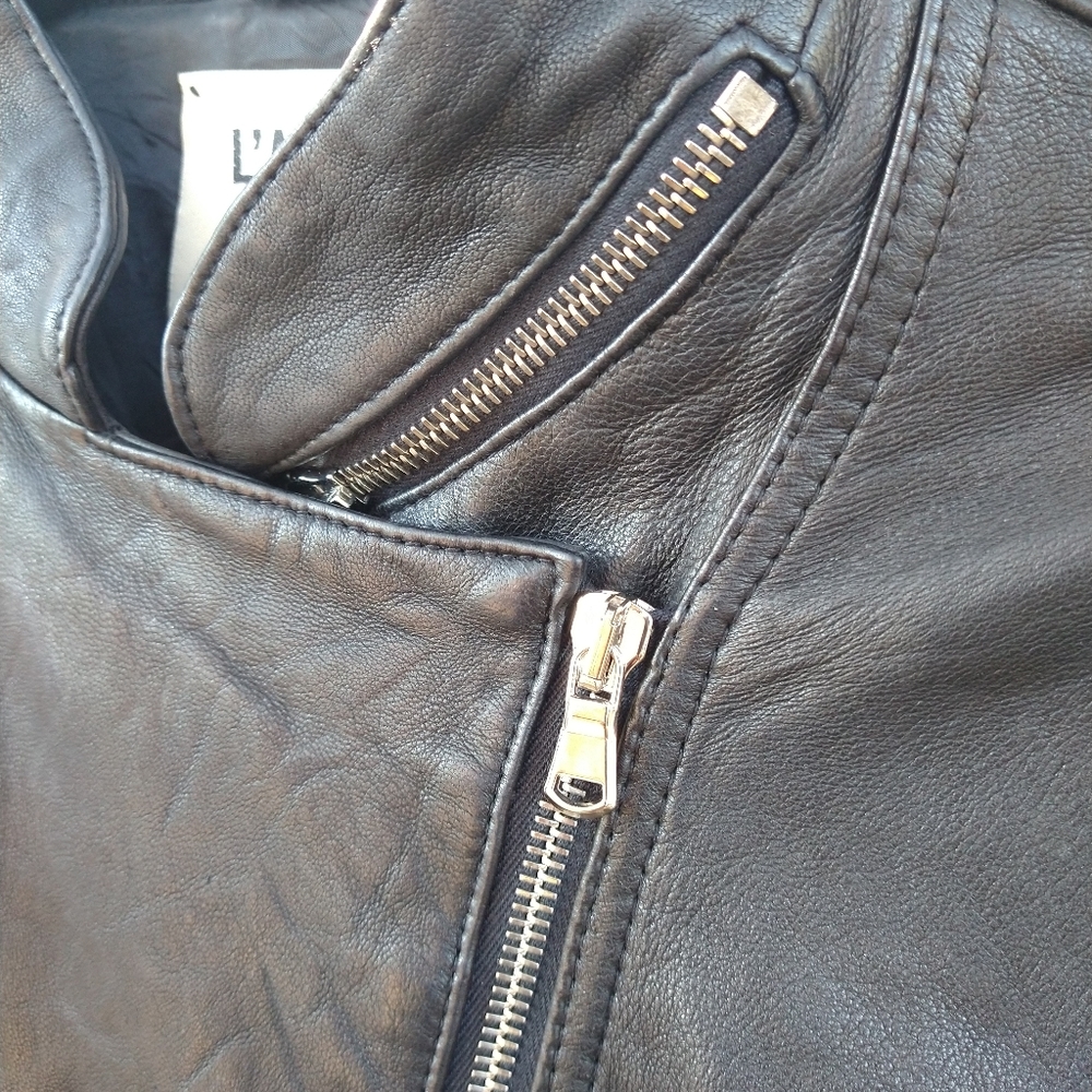 L'AGENCE Devon Moto Black Leather Jacket